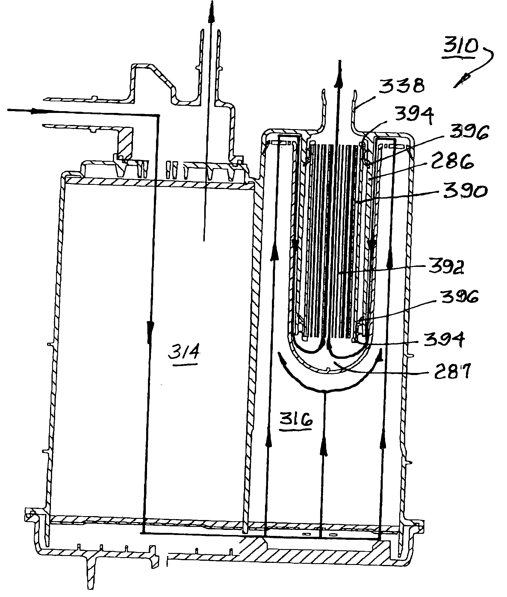 Evaporative emissions canister having an internal insert