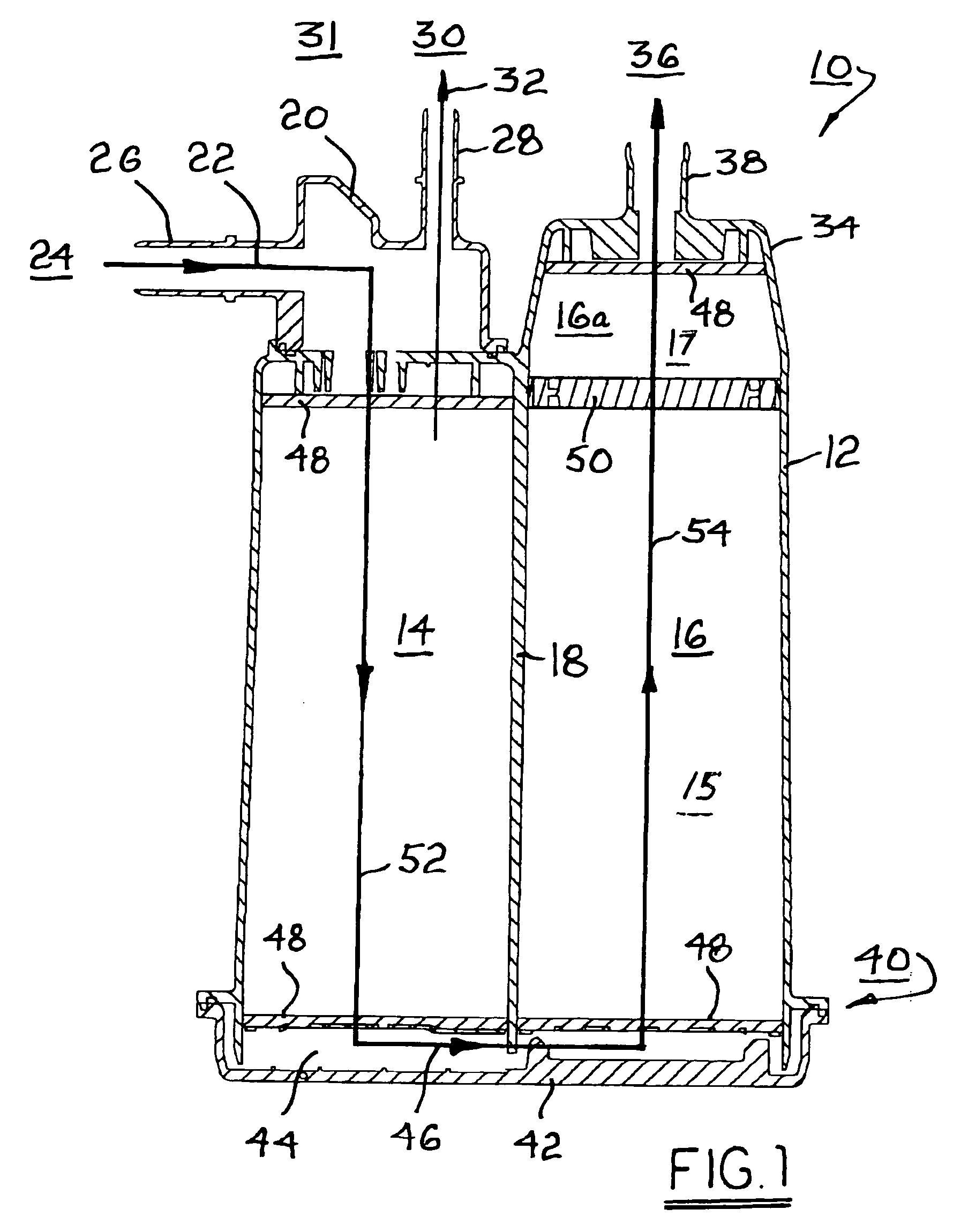 Evaporative emissions canister having an internal insert