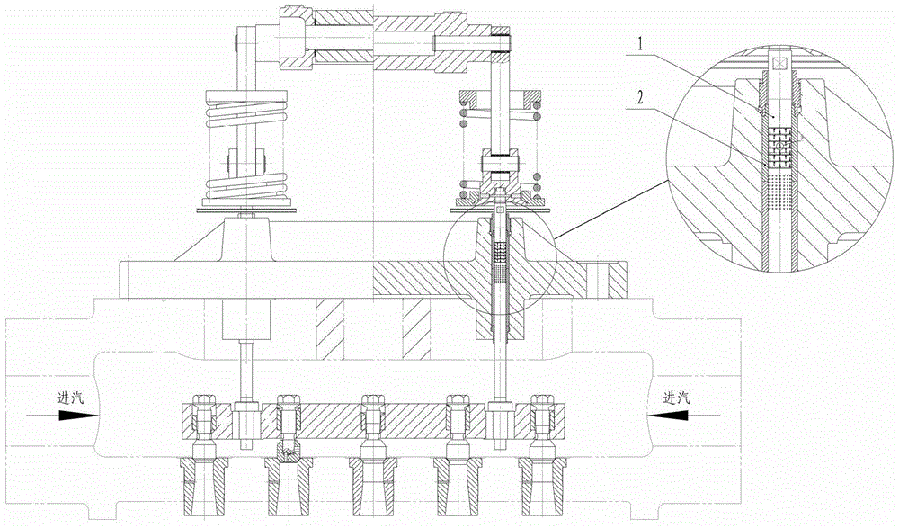 Valve stem and valve sleeve of a steam turbine control valve