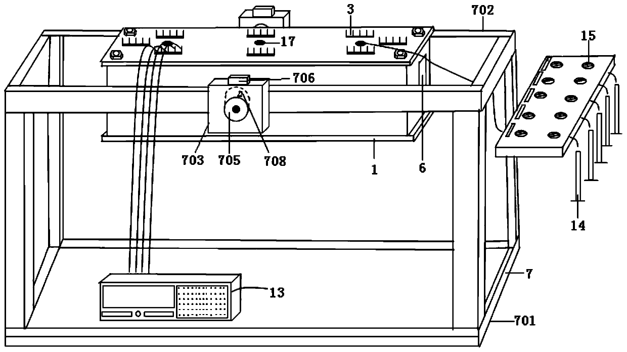 A three-dimensional heterogeneous reservoir multi-well pattern water flooding physical simulation experiment device