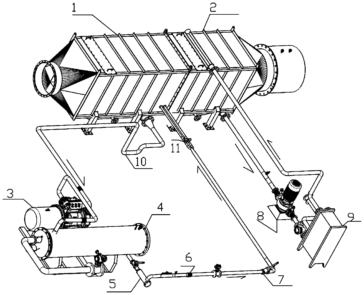 Double-effect device for utilizing waste heat of tail gas of gas-fired boiler and eliminating colored smoke plume