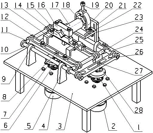 Two-degree freedom thermal fatigue test device used for metal bellows of vehicle exhaust system