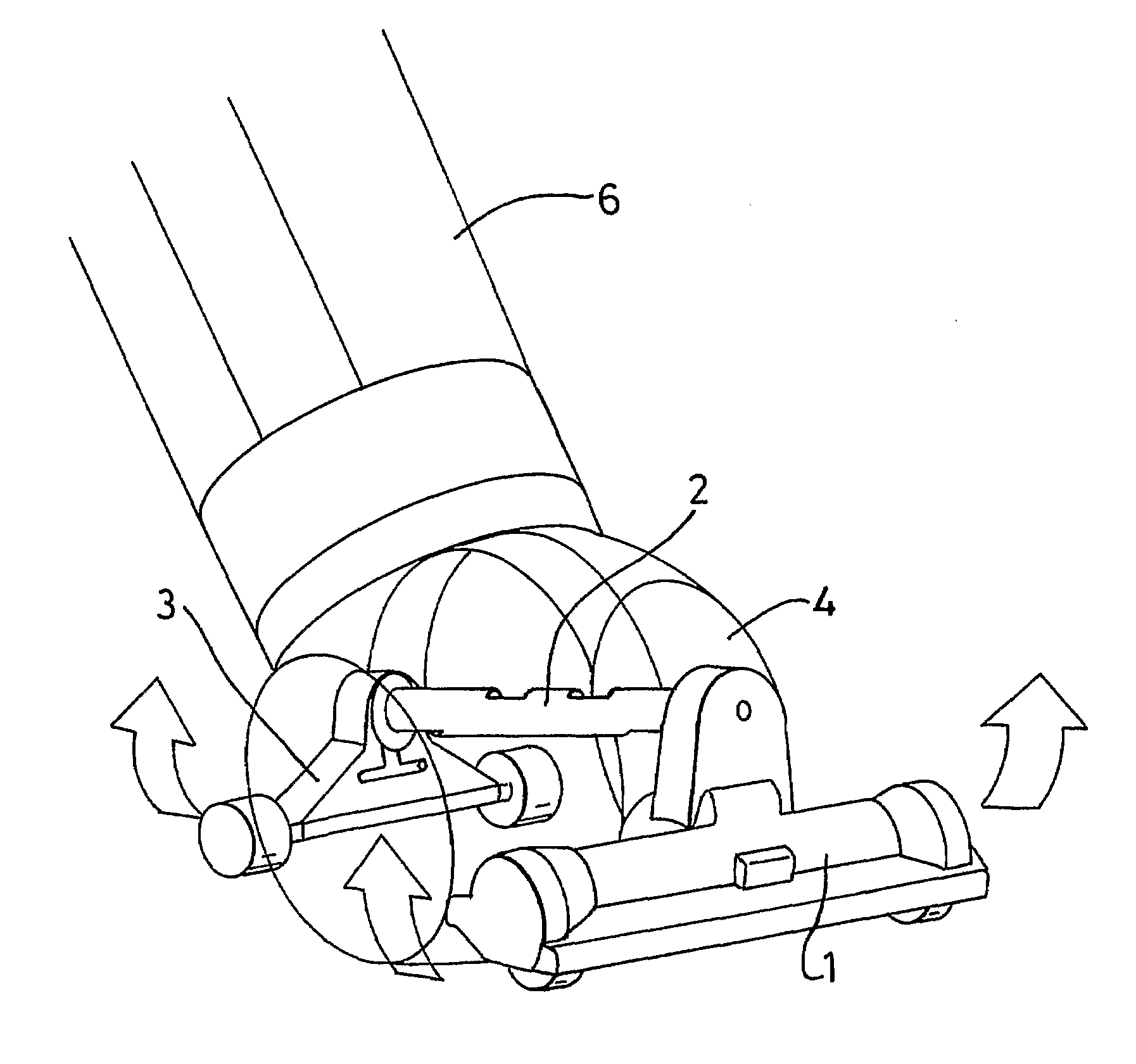 Vacuum cleaner with suction head with locking means of pivotal movement about axis of rotation