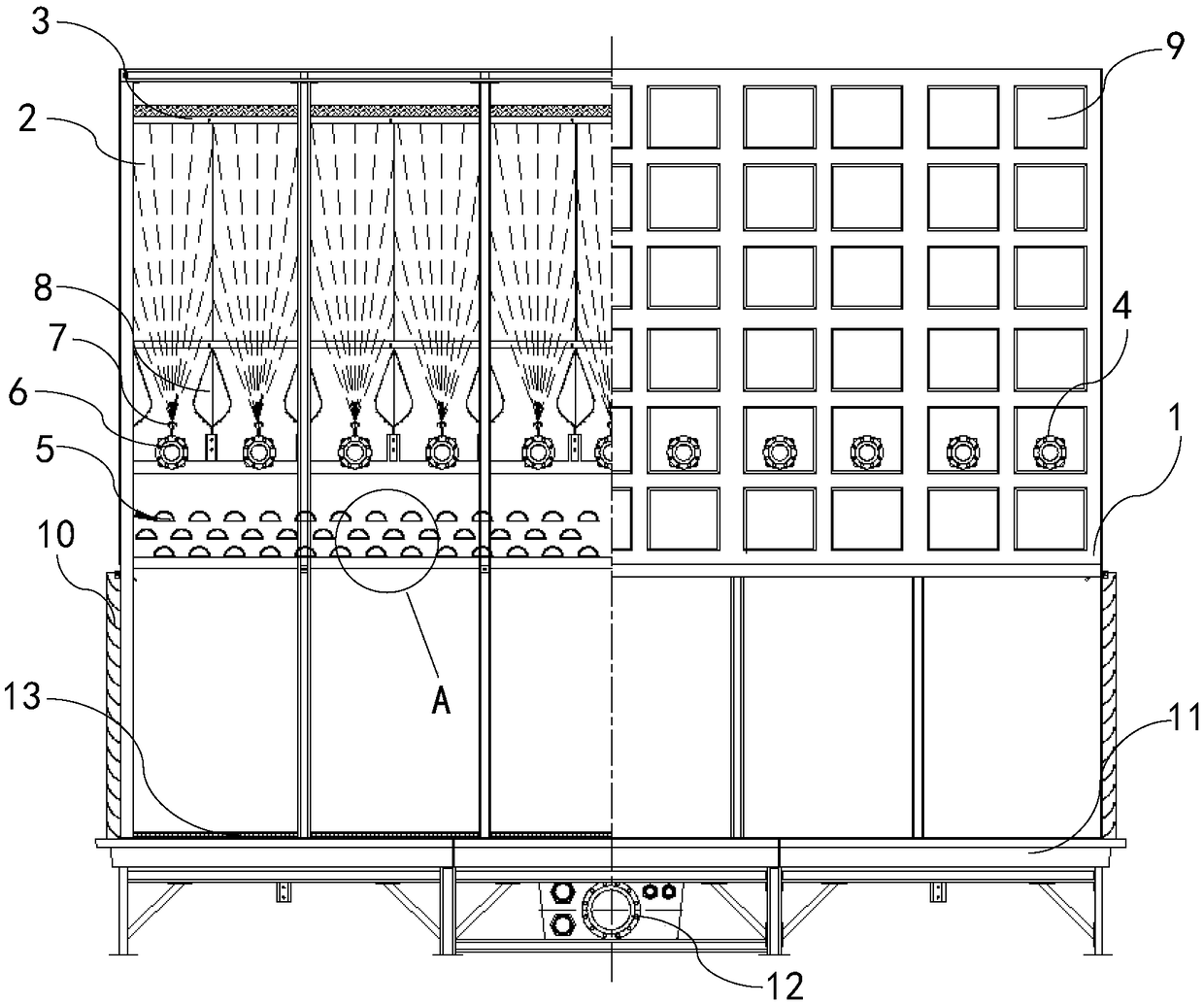 Draught-fan-free cooling tower