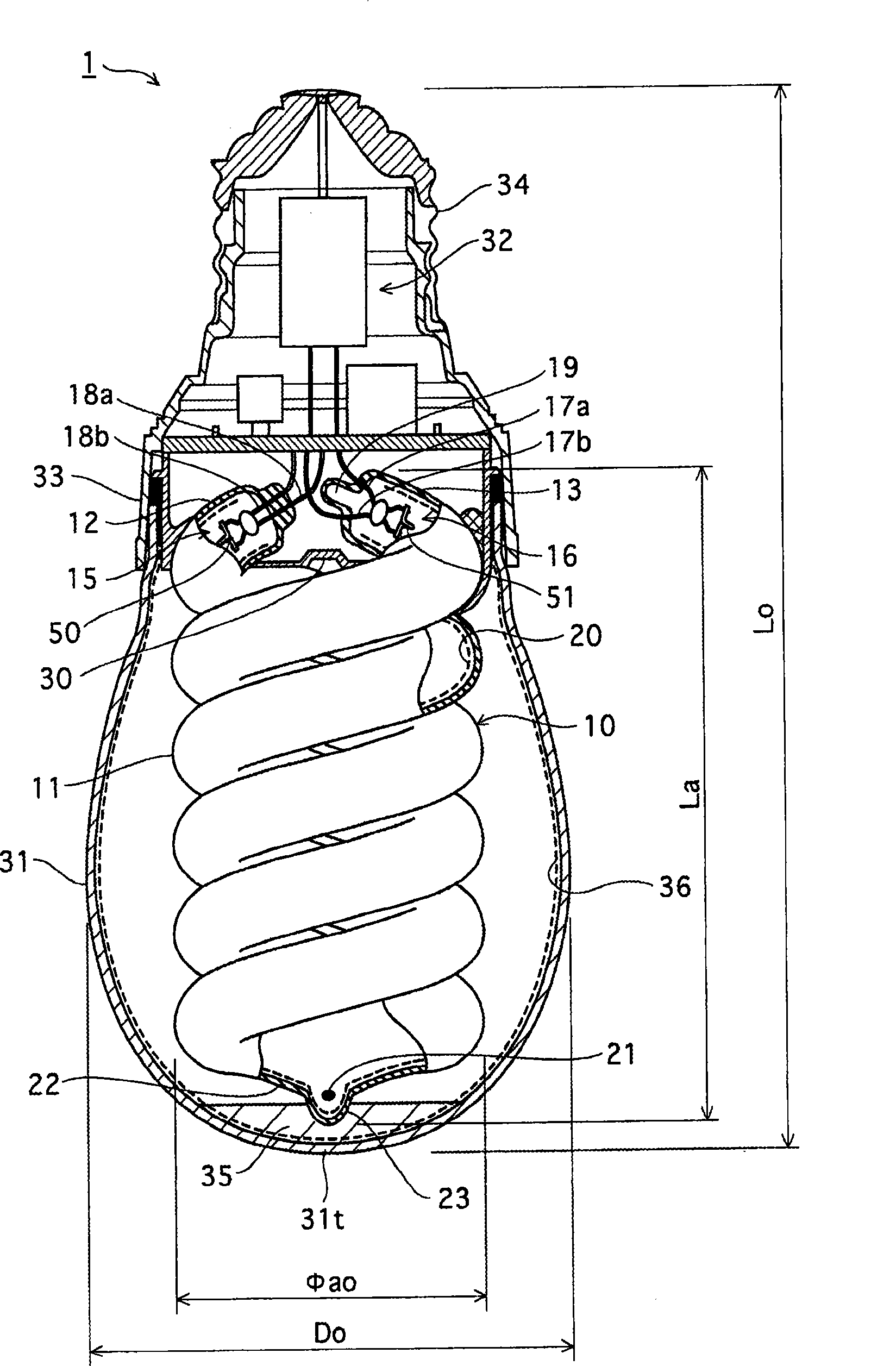 Electrode for discharge lamp and discharge lamp