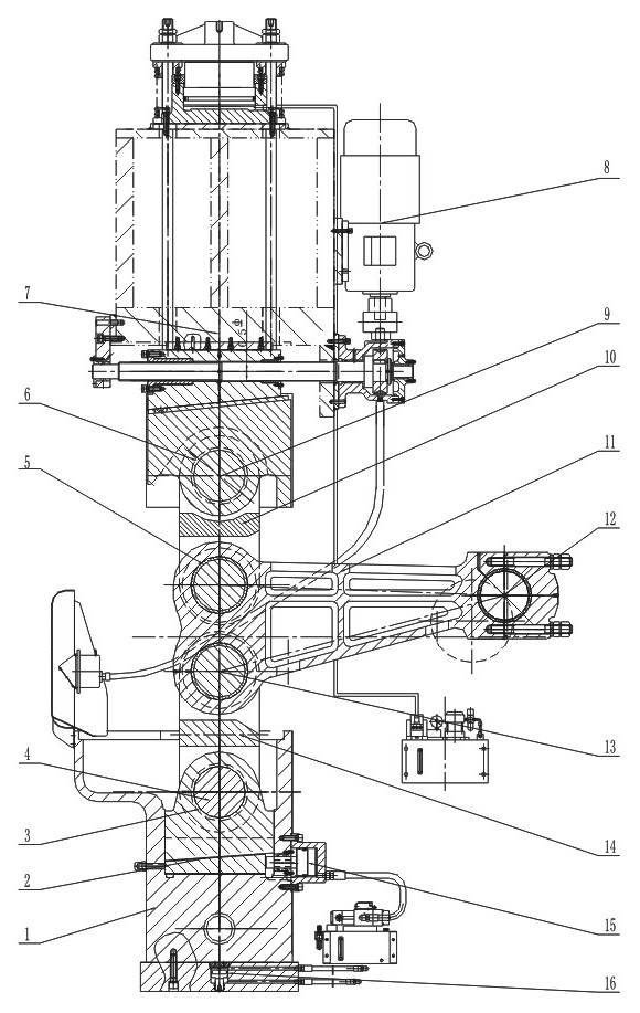 Triangular connecting rod-toggle rod transmission mechanism with large force magnification ratio for servo press