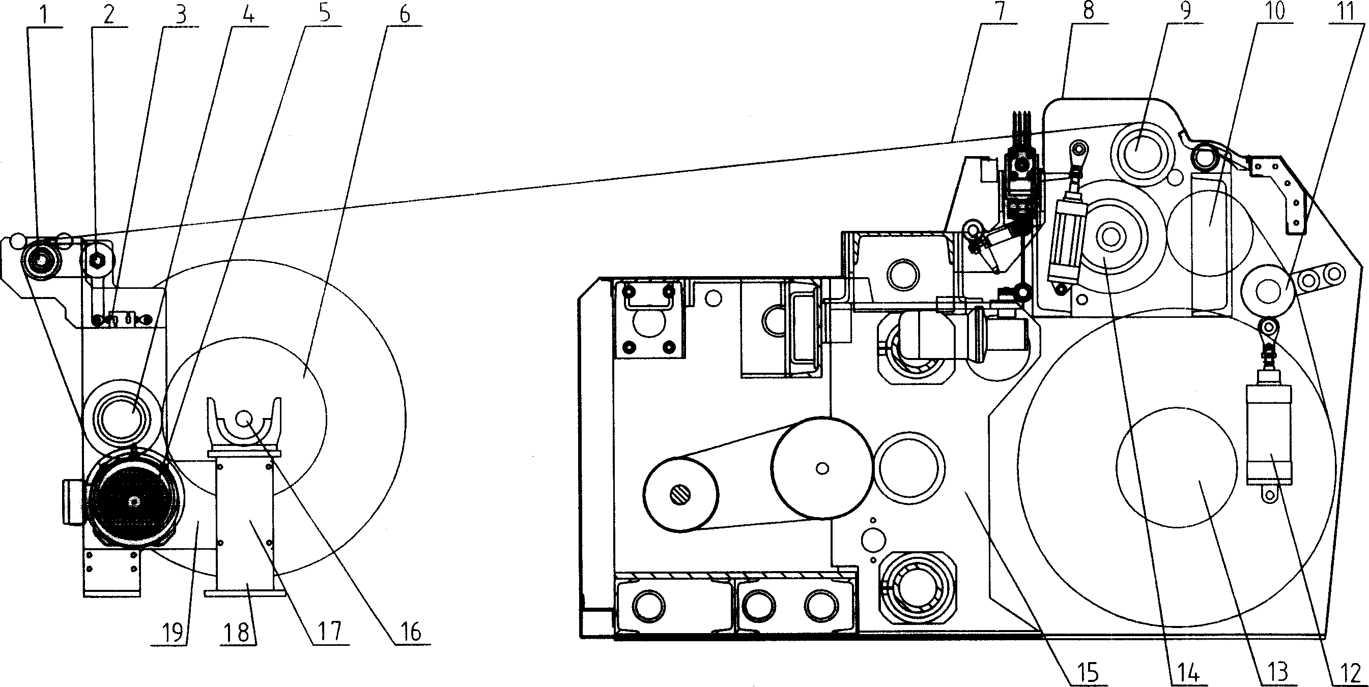 Pulp axis take-off device of warp rebeaming machine