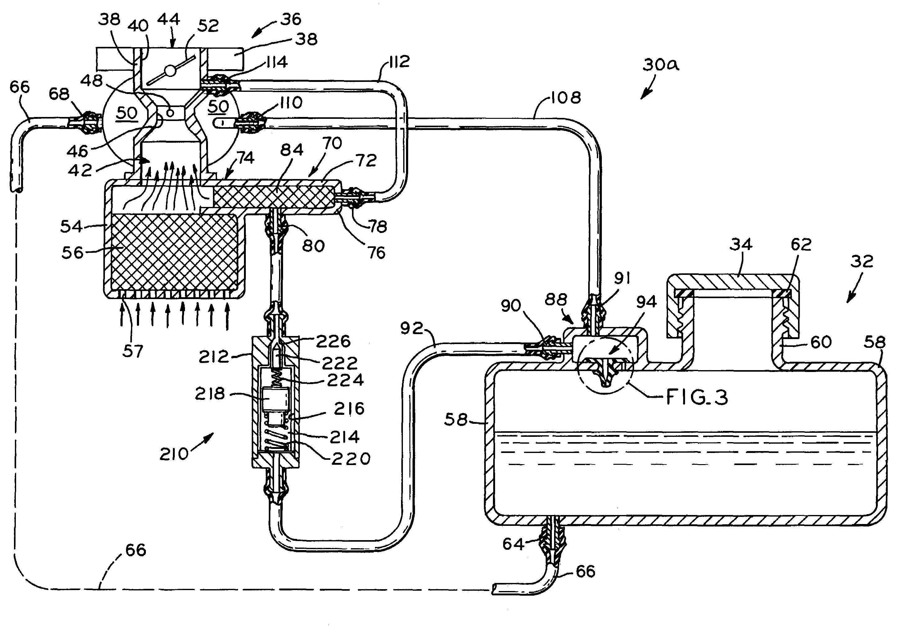 Evaporative emissions control system including a charcoal canister for small internal combustion engines