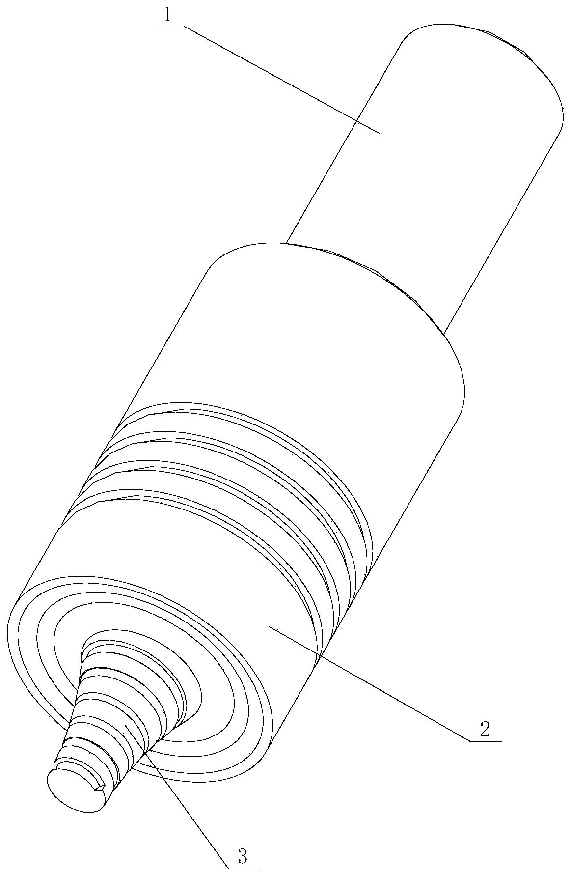 Stirring head with stirring needle with concave rotation contour