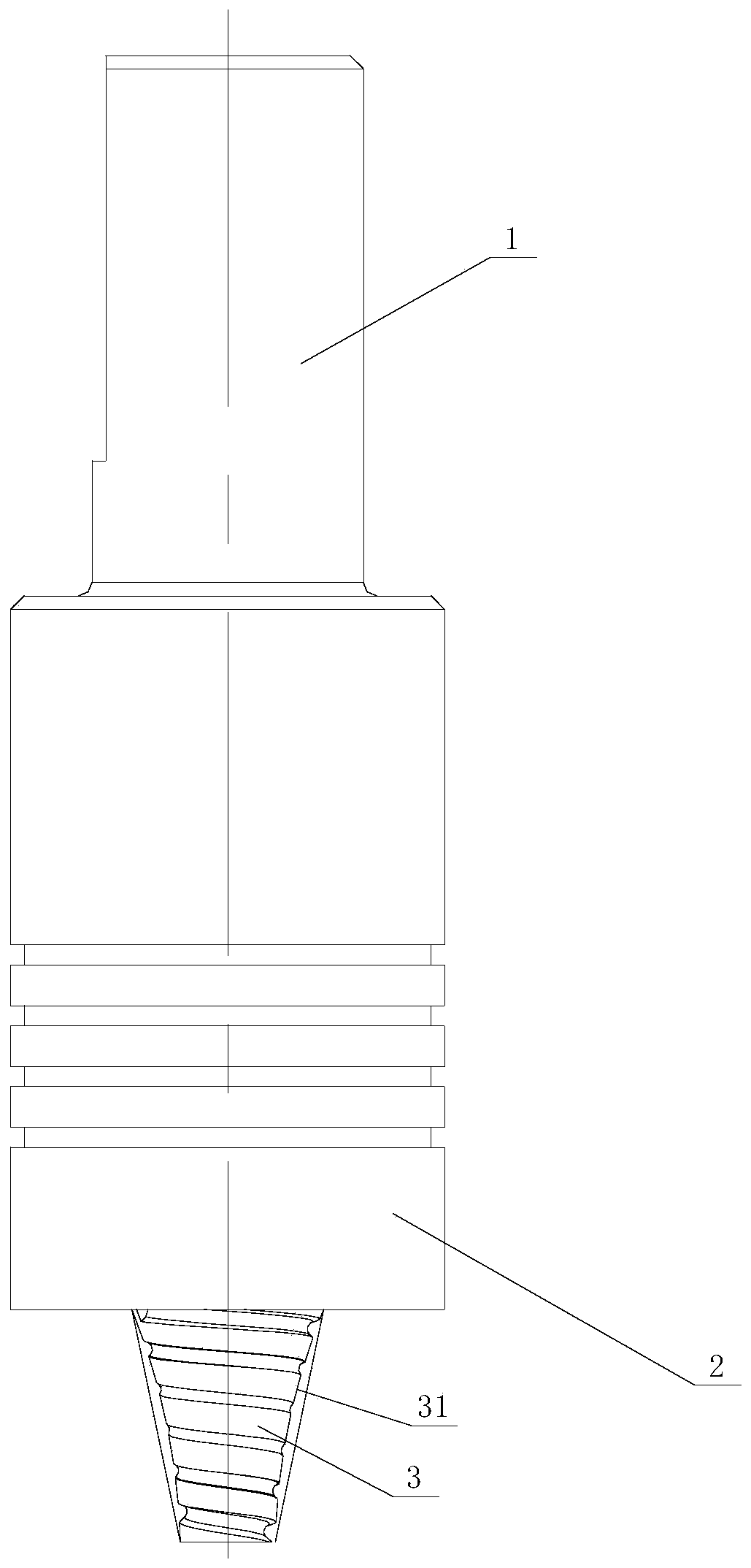 Stirring head with stirring needle with concave rotation contour