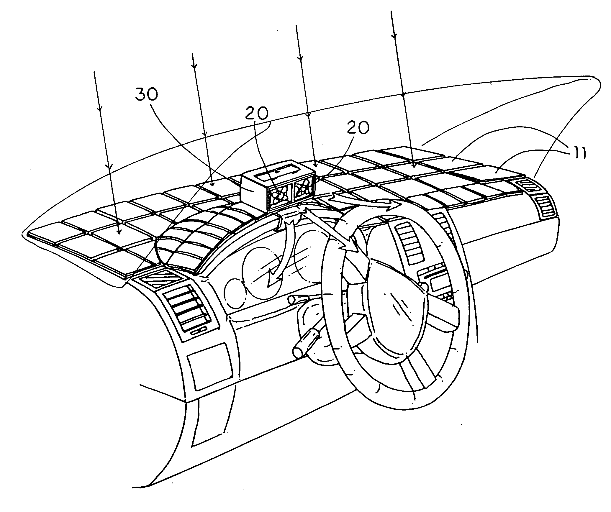 Solar energy supplemental air-conditioner for vehicle driver