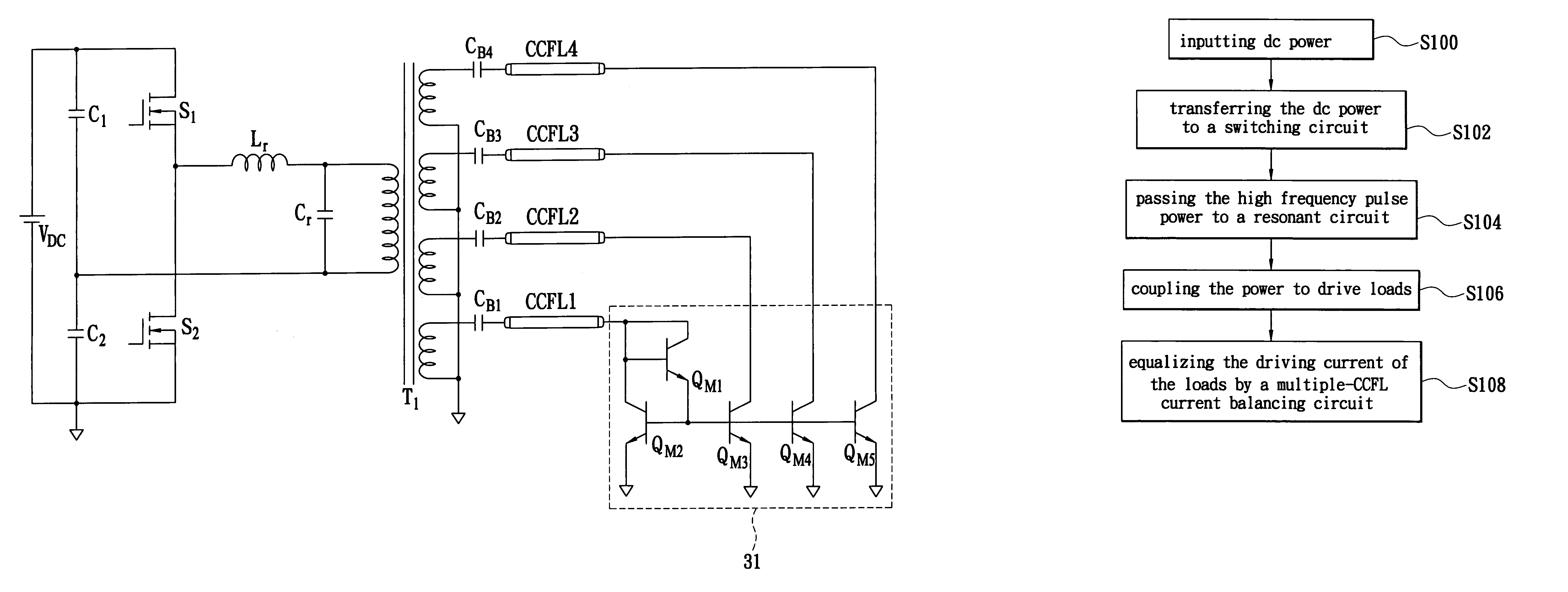 Multiple-CCFL parallel driving circuit and the associated current balancing control method for liquid crystal display