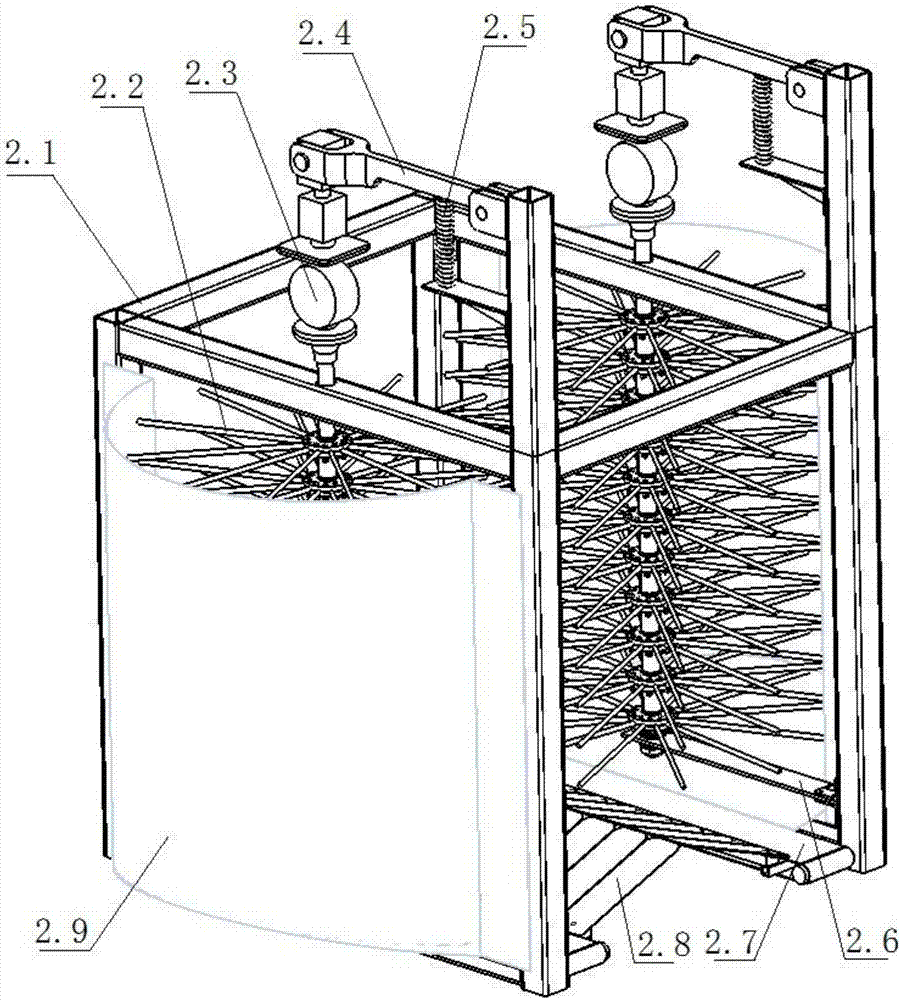 Vertical double-cylinder harvesting machinery capable of performing continuous harvesting work