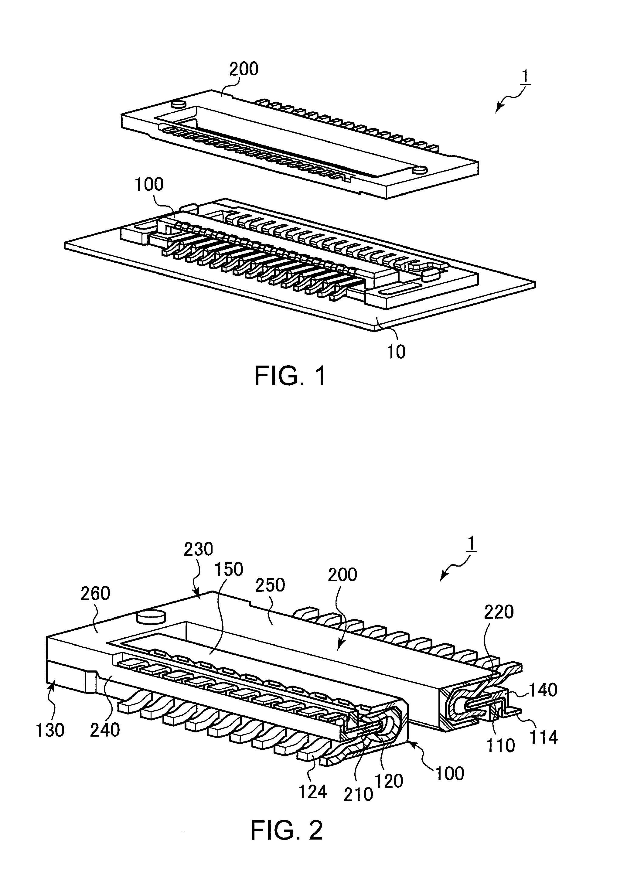 Connector assembly including first connector and second connector configured to be mounted on a circuit board and easily mated