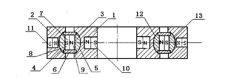 Magnetic suspension combined ball bearing