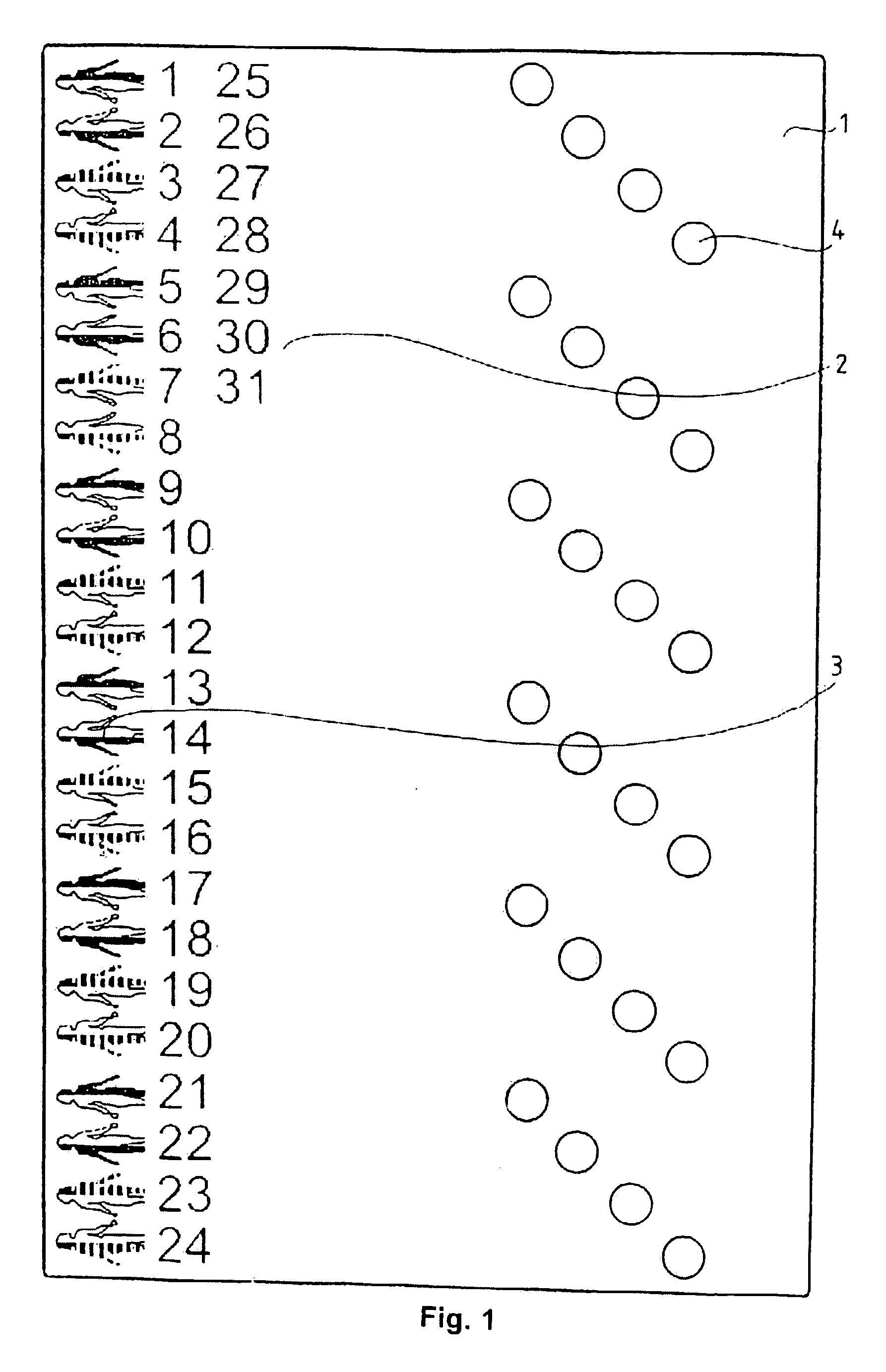 Guiding and reminding device for determining the appropriate injection site, particularly for regularly performed medication injections and/or taking blood for testing