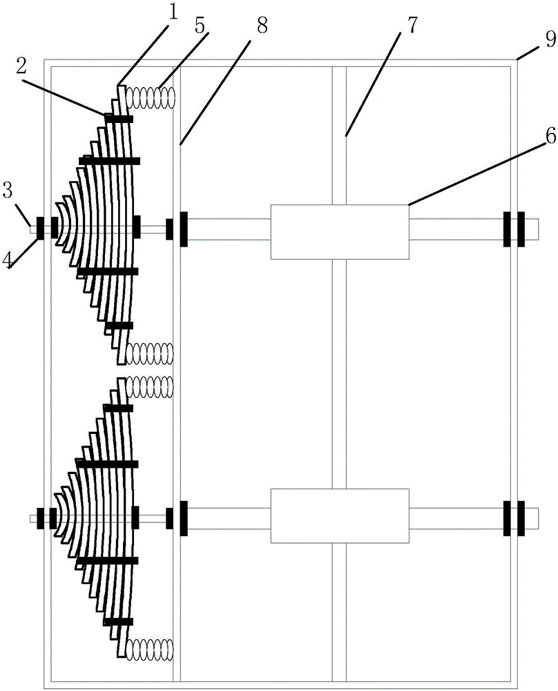 Combined ultra-elastic overlapping multi-bending-plate vibration reduction energy consumption device for self anchoring suspension cable bridge