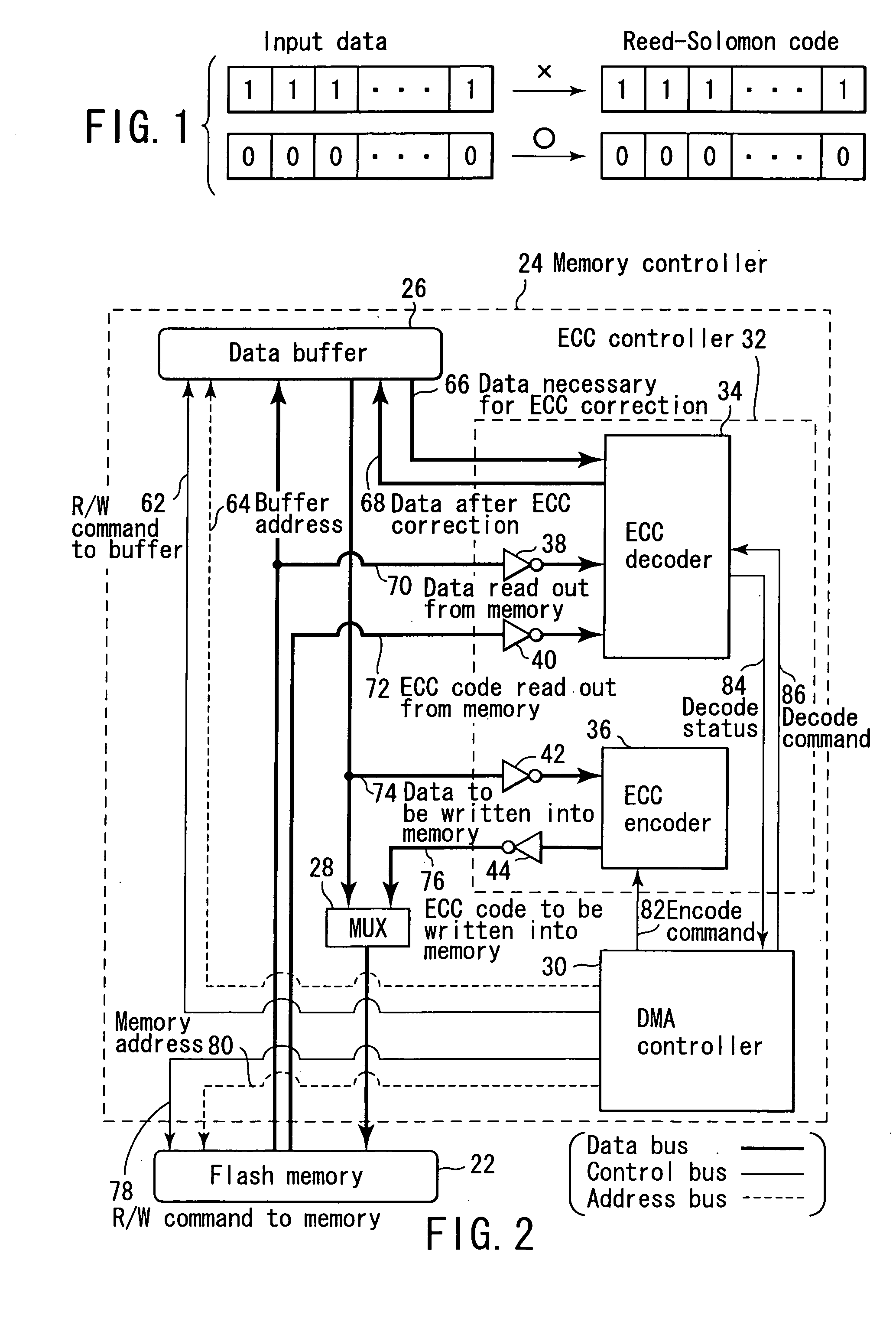 Control circuit for error checking and correction and memory controller