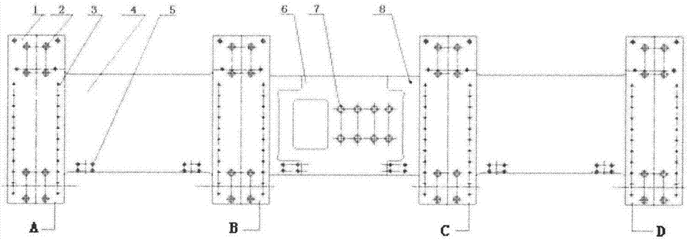 Connecting device for beam main shaft mounting board of PCB digital control drilling machine