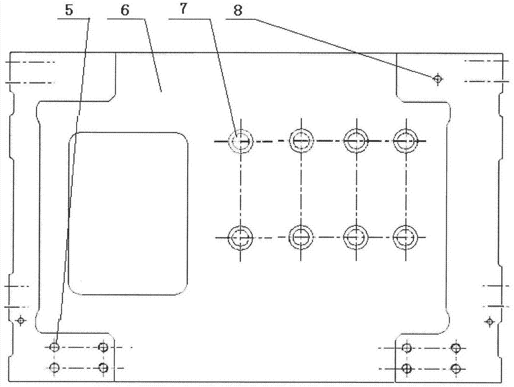 Connecting device for beam main shaft mounting board of PCB digital control drilling machine