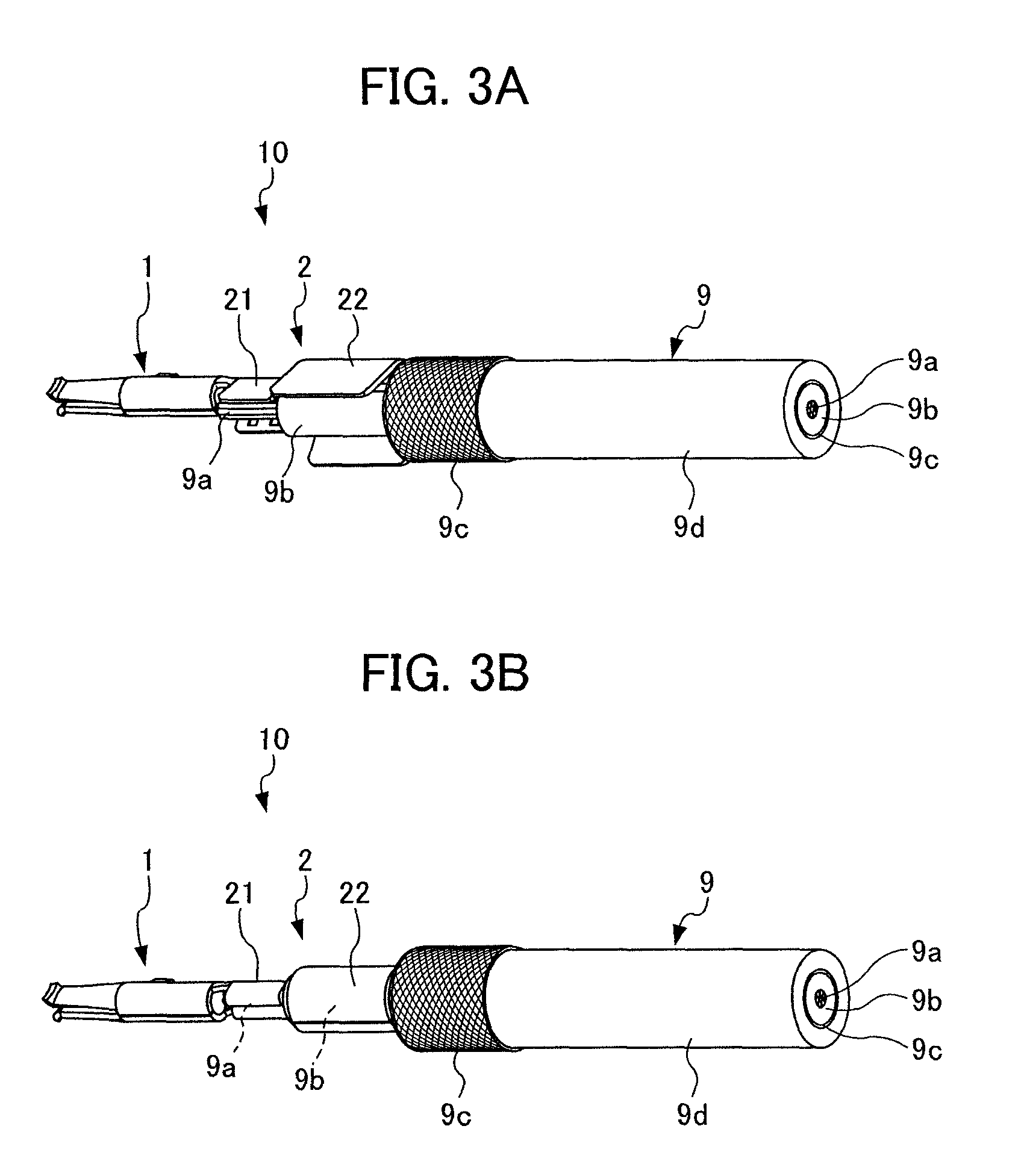 Contact for coaxiable cable having a tearable band between a conductor barrel and a crimp barrel