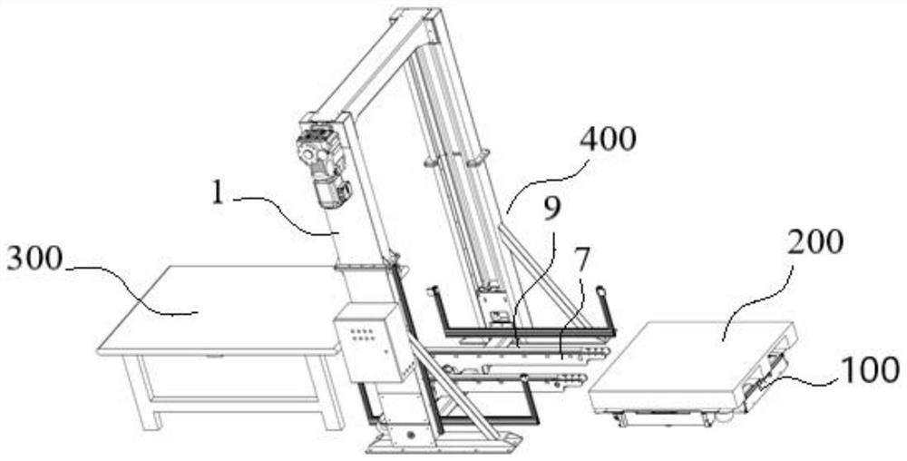 Tray butt joint conveying system based on AGV and assembly line of different heights