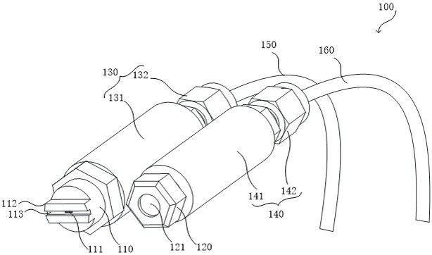 A high-pressure nozzle device, degumming unit and degumming machine