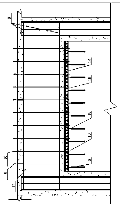 Erecting method for concrete pouring formwork with structural transition layer comprising H-type steel crossbeam