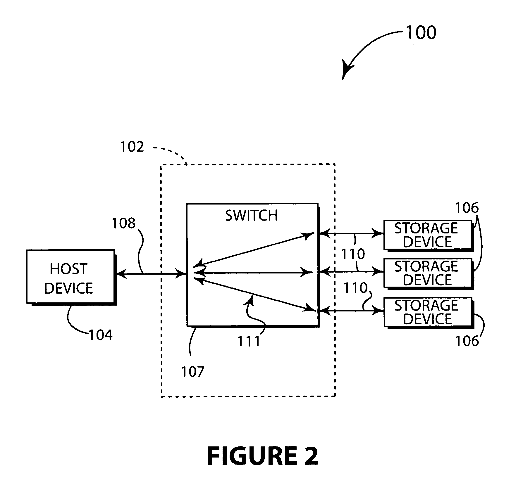 Data storage access through switched fabric