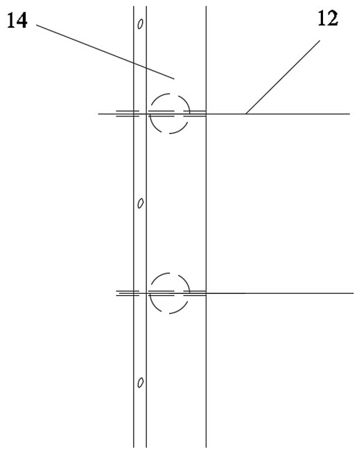 Pre-buried anchor rod connecting structure penetrating through pre-built building and construction method thereof