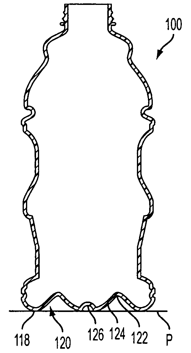 Method for handling a hot-filled container having a moveable portion to reduce a portion of a vacuum created therein