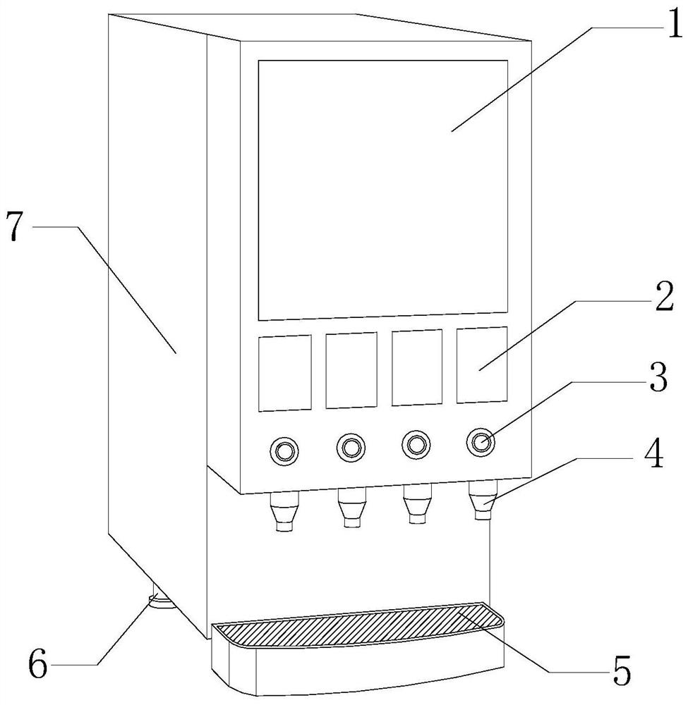 A drink machine faucet structure using the principle of liquid flow rappelling cycle