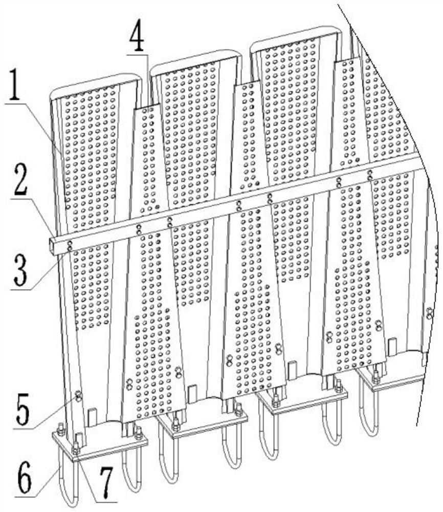 Vertical plate type wind barrier of railroad bridge