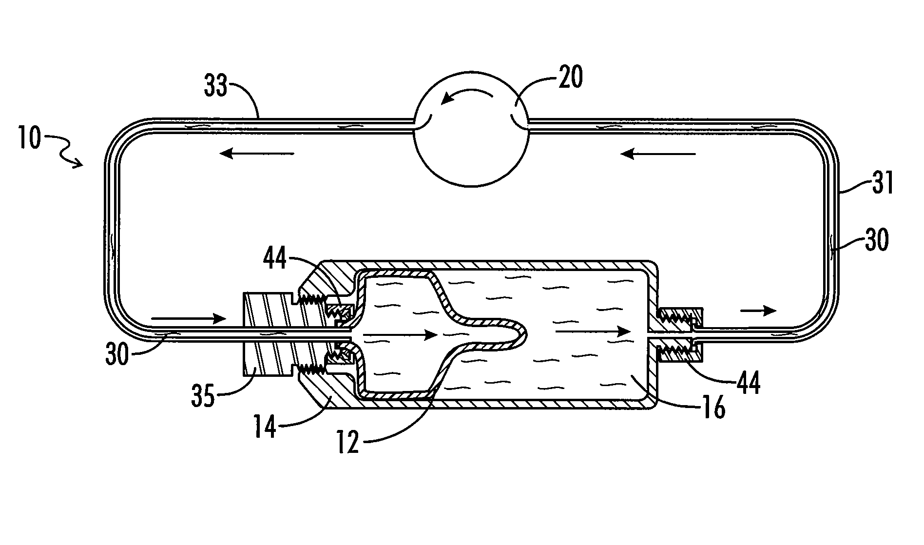 Elastic hydraulic accumulator/reservoir system