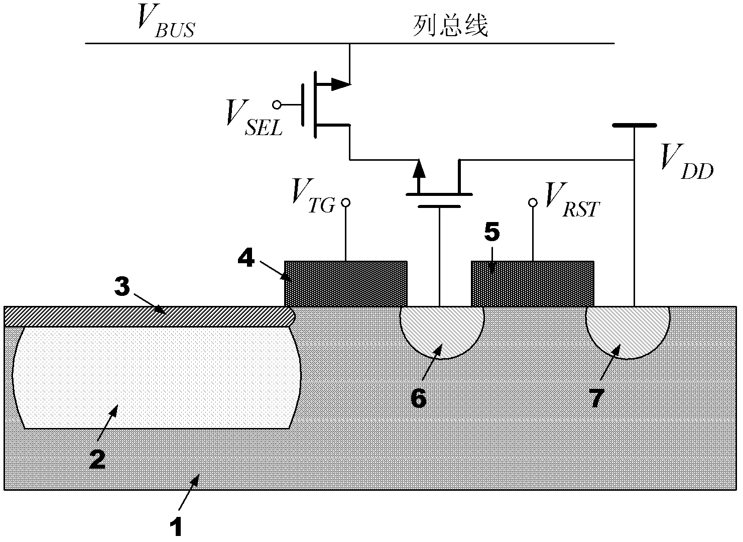 Four-tube active pixel of rapid charge transfer and making method thereof