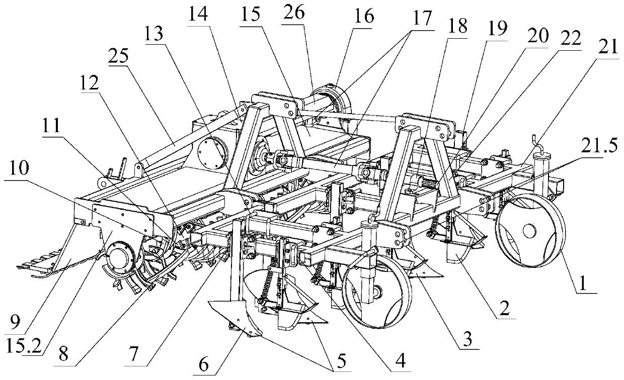 Combined tillage machine for returning dry-land straw to field by ploughing and rotary burying