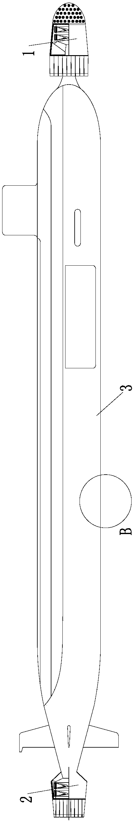 Front and rear dual-drive all-electric permanent-magnet shaftless vector propulsion structure for high-speed submarine