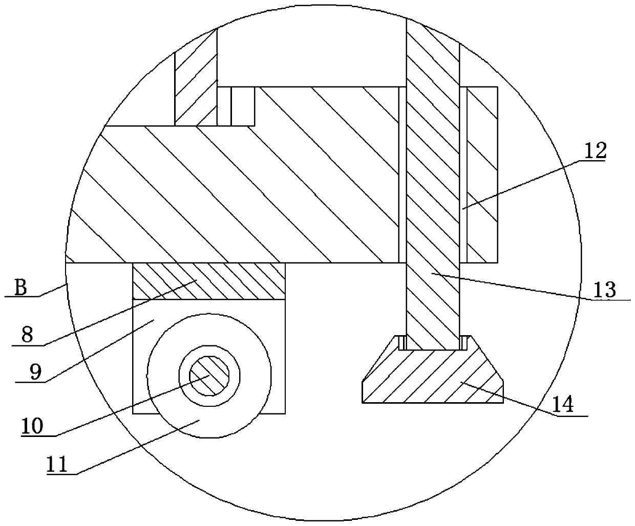 Movable type transport device used by mechanical arm for workpiece placement