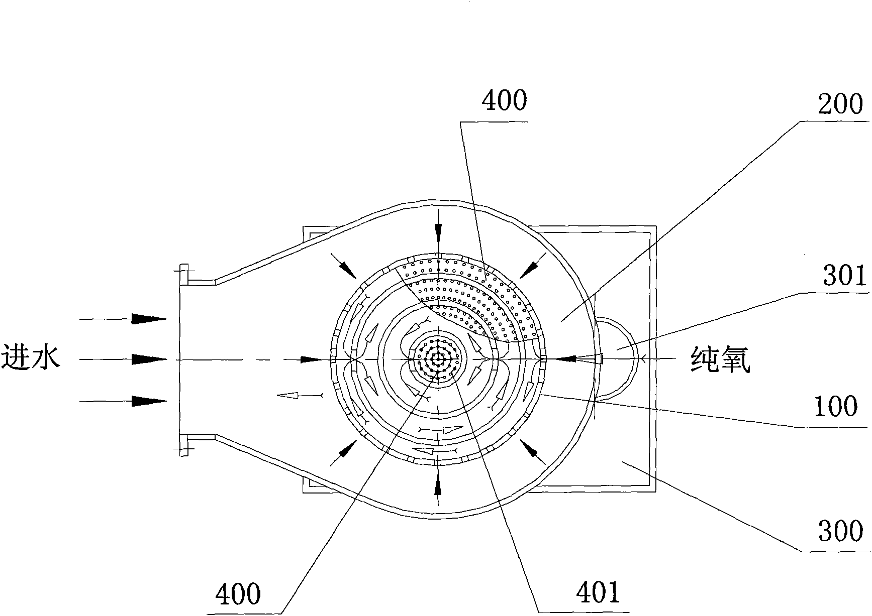 Trickle type pure oxygen dissolving device