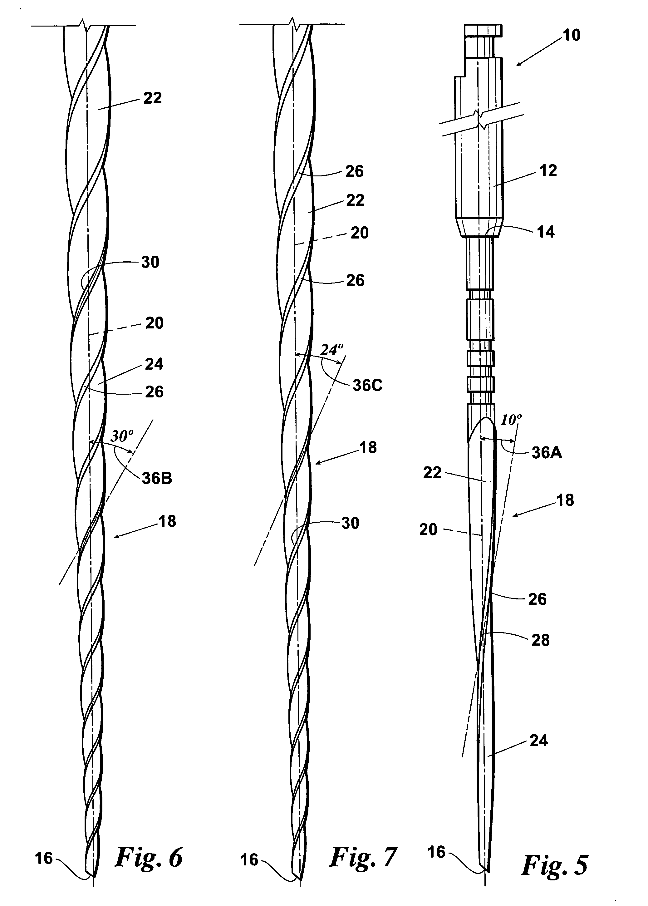 Endodontic files having variable helical angle flutes