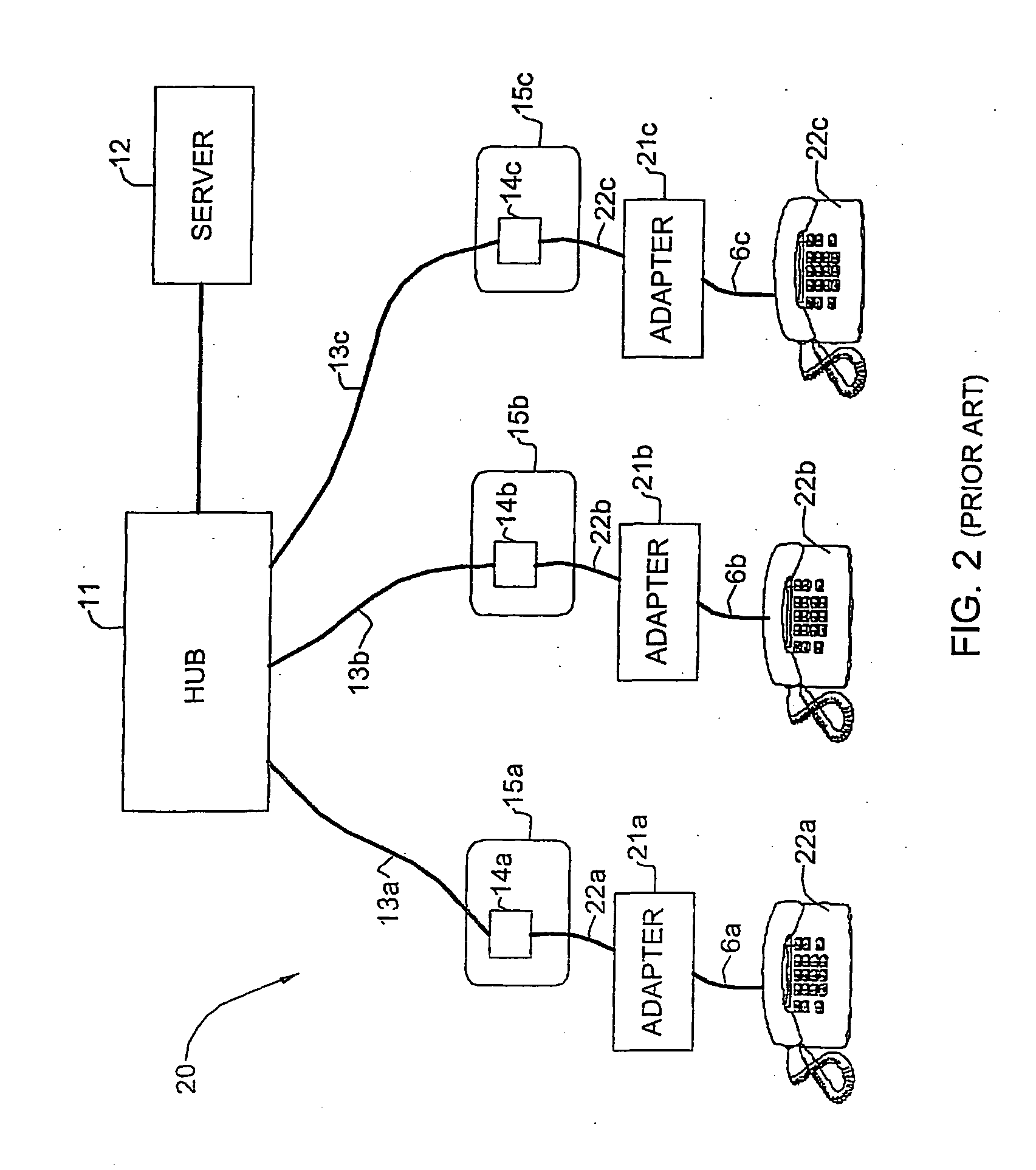 Telephone outlet with packet telephony adaptor, and a network using same