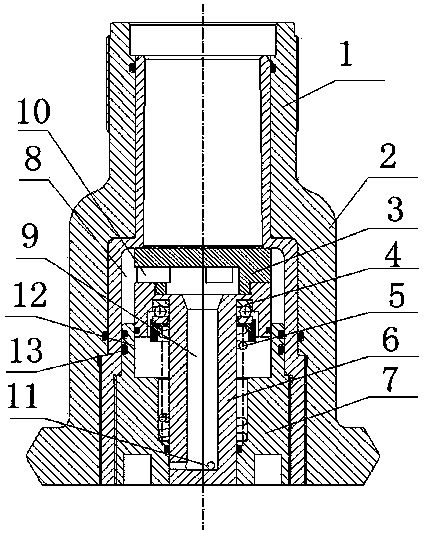 Upper vortex hole driving rotary spraying device for ocean drilling platform pile shoe assistant lifting