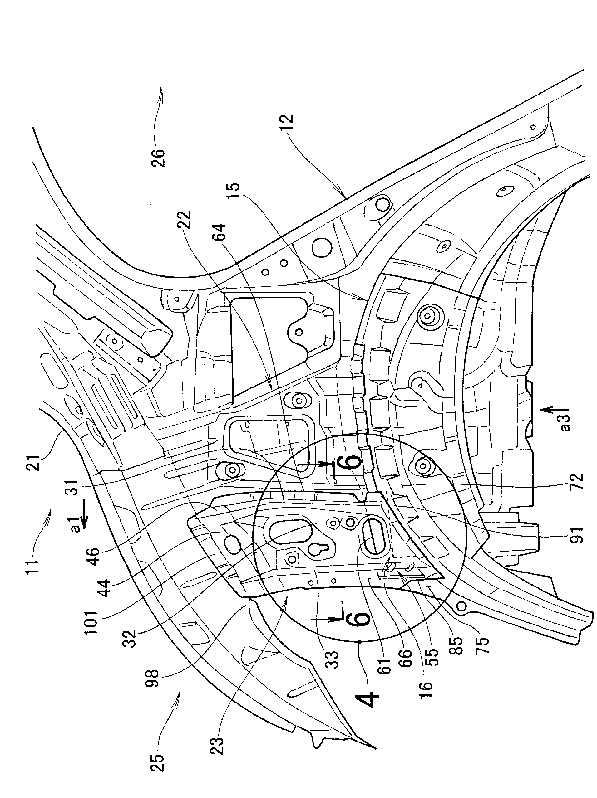 Structure for vehicle body rear portion