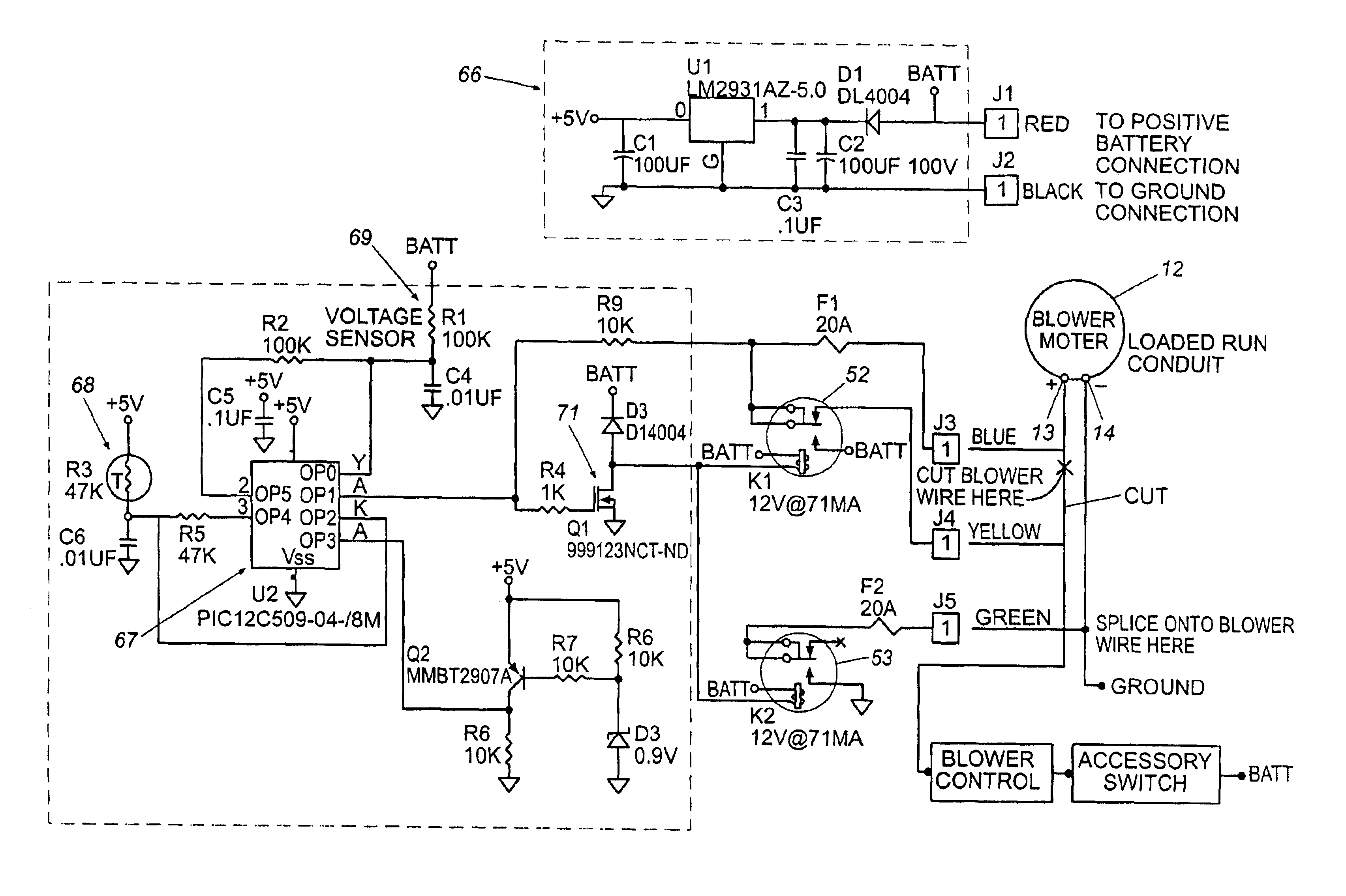 Electronic evaporator dryer for eliminating odors in vehicle air conditioning systems