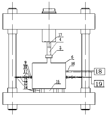 Testing device for measuring radial deformation of single-axis compression rock at high temperature