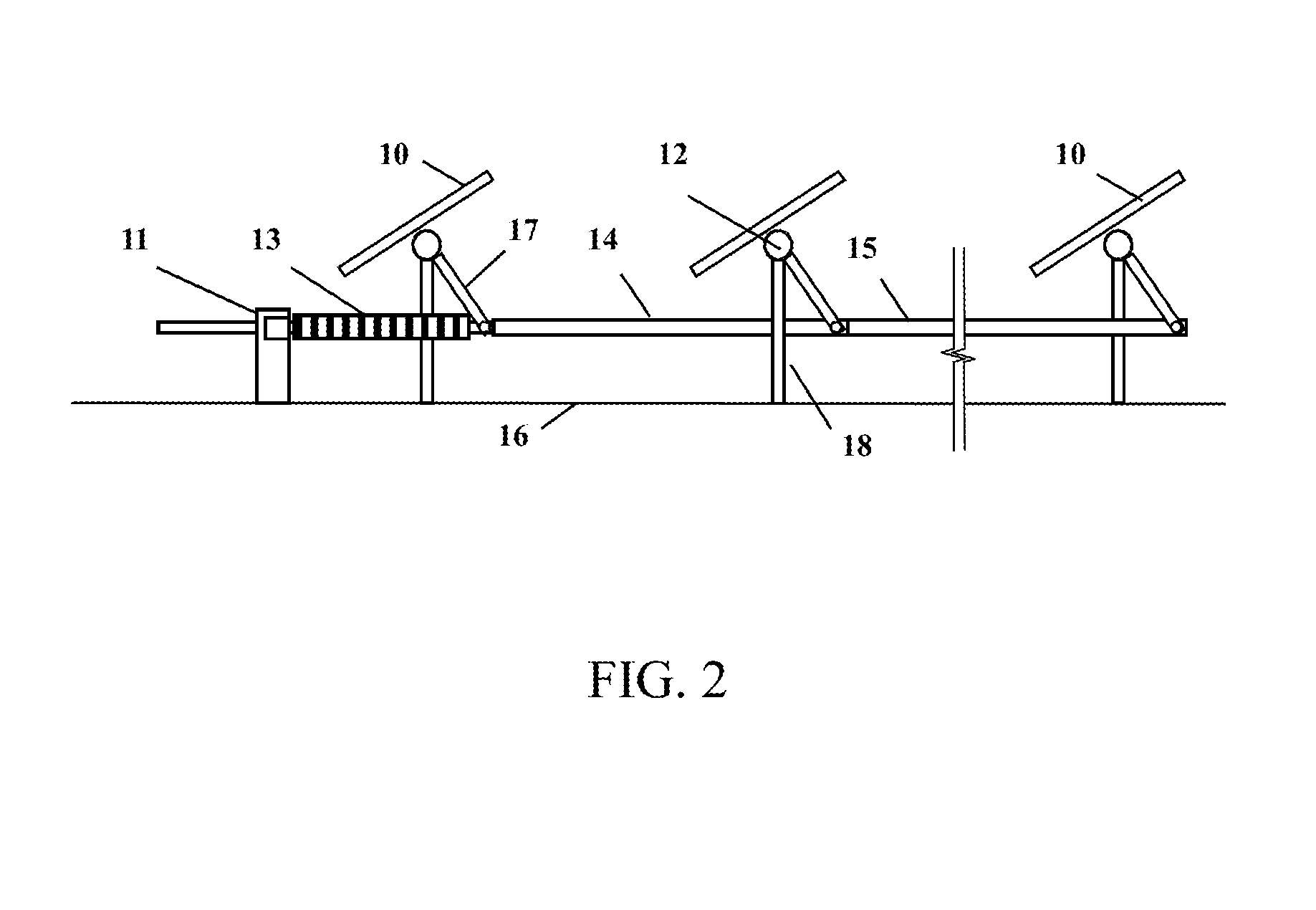 Ganged single axis solar tracker and its drive system