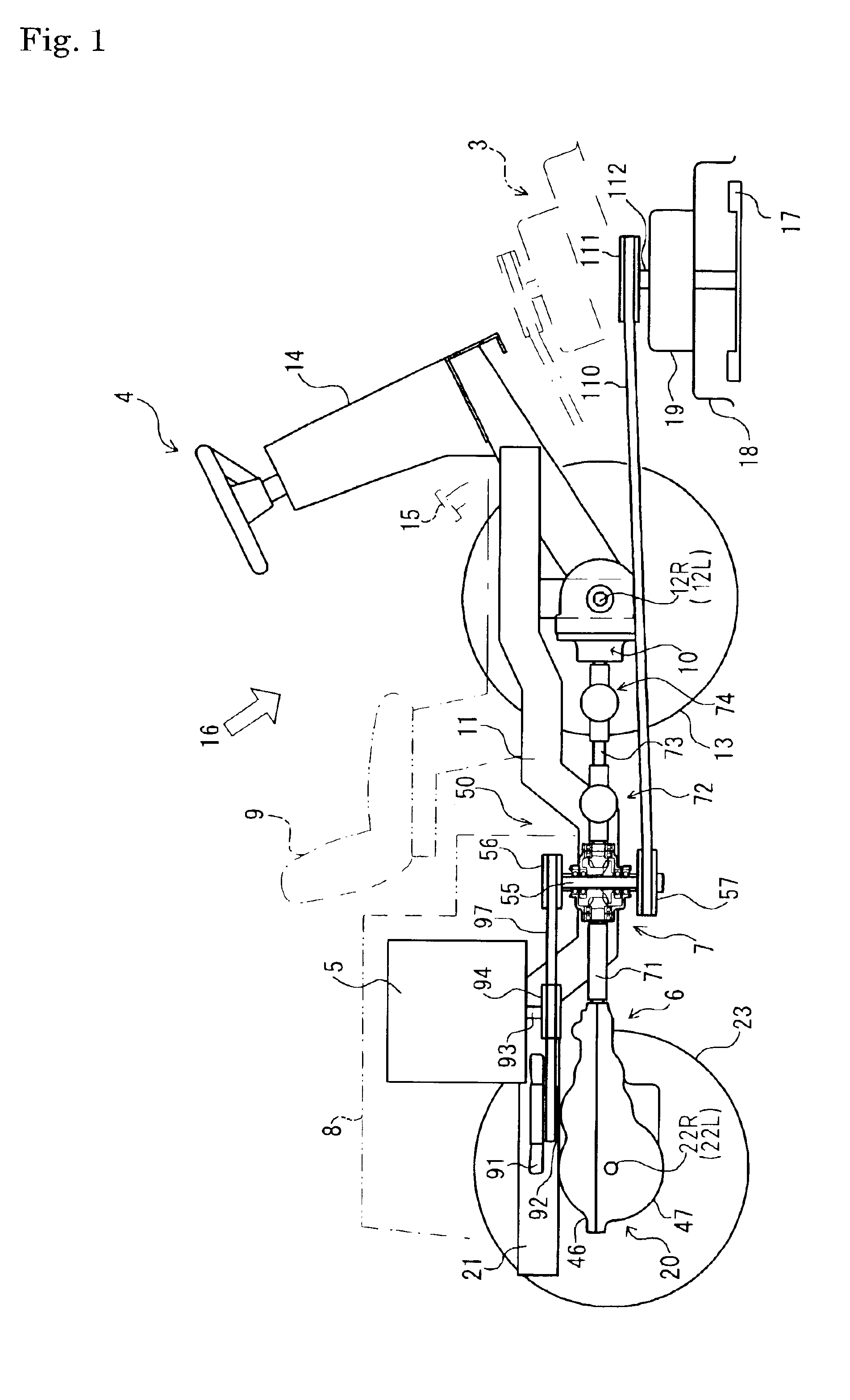 Transaxle apparatus and four-wheel driving working vehicle using the apparatus