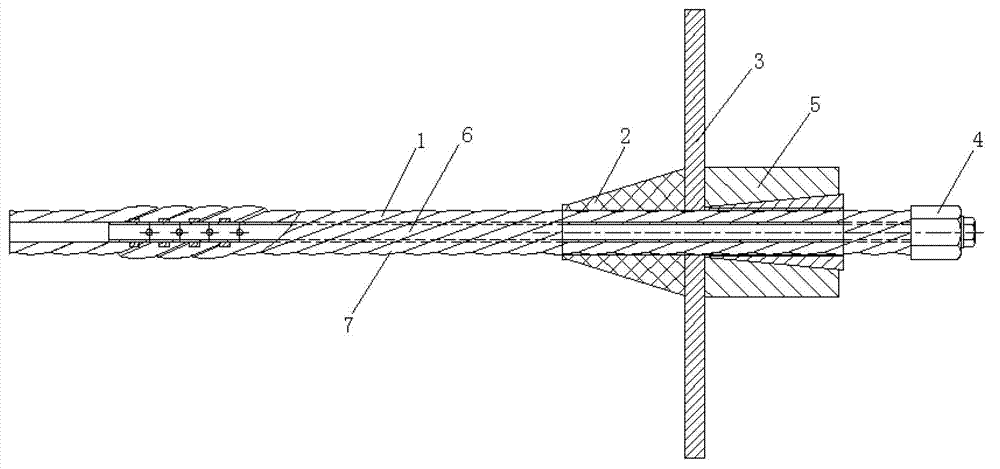 Pre-stress spiral rib hollow grouting anchor rope