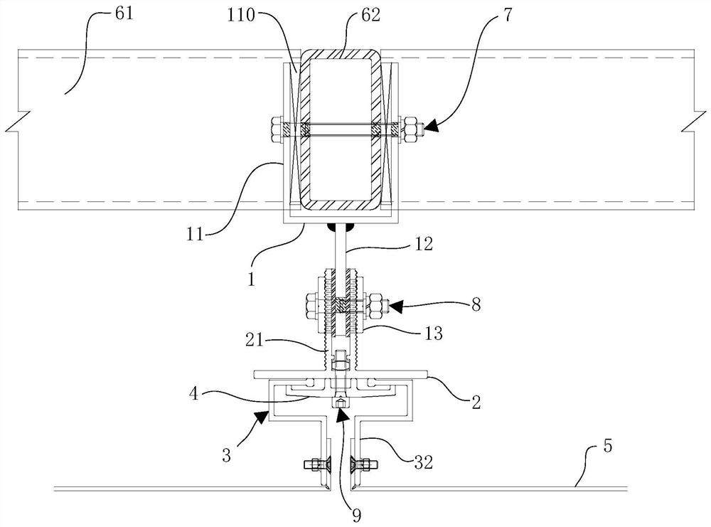 Three-way adjusting curtain wall connecting device and curtain wall construction method