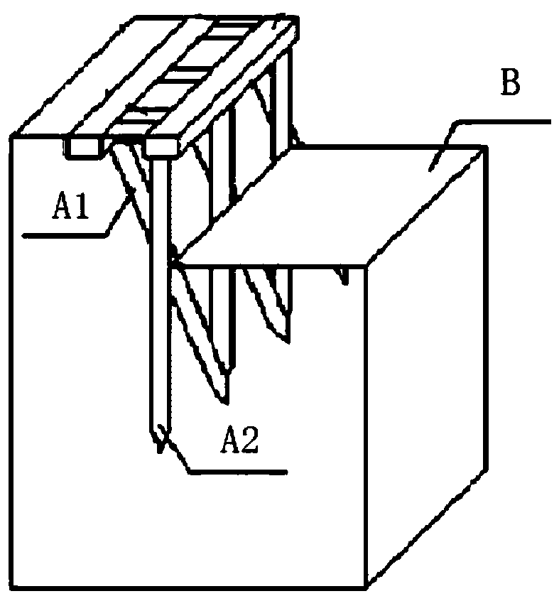 Foundation pit supporting-free prefabricated inclined pile support double-row construction method and construction equipment